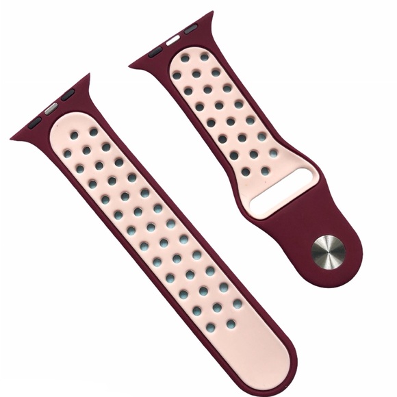 5/$20 NEW Maroon Pink Holes Silicone Sport Band Apple Watch 44/45/49 mm S/M - Picture 6 of 9